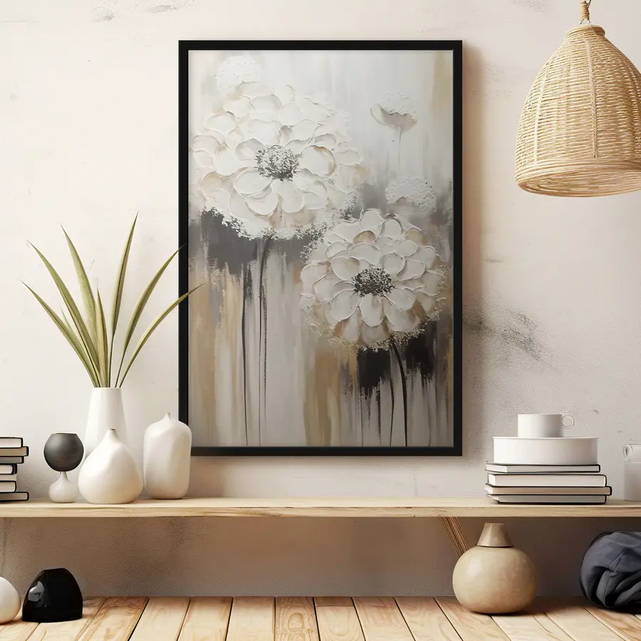 Fototapeedid Elegantsed valged lilled pehmetes toonides f37307