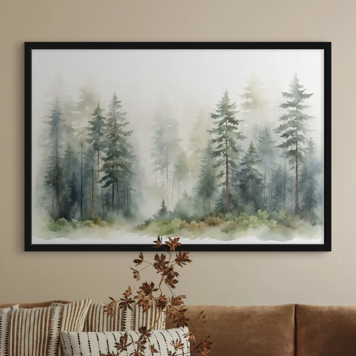 Plakat Uduvõrk metsamaastik pehmetes toonides f37337