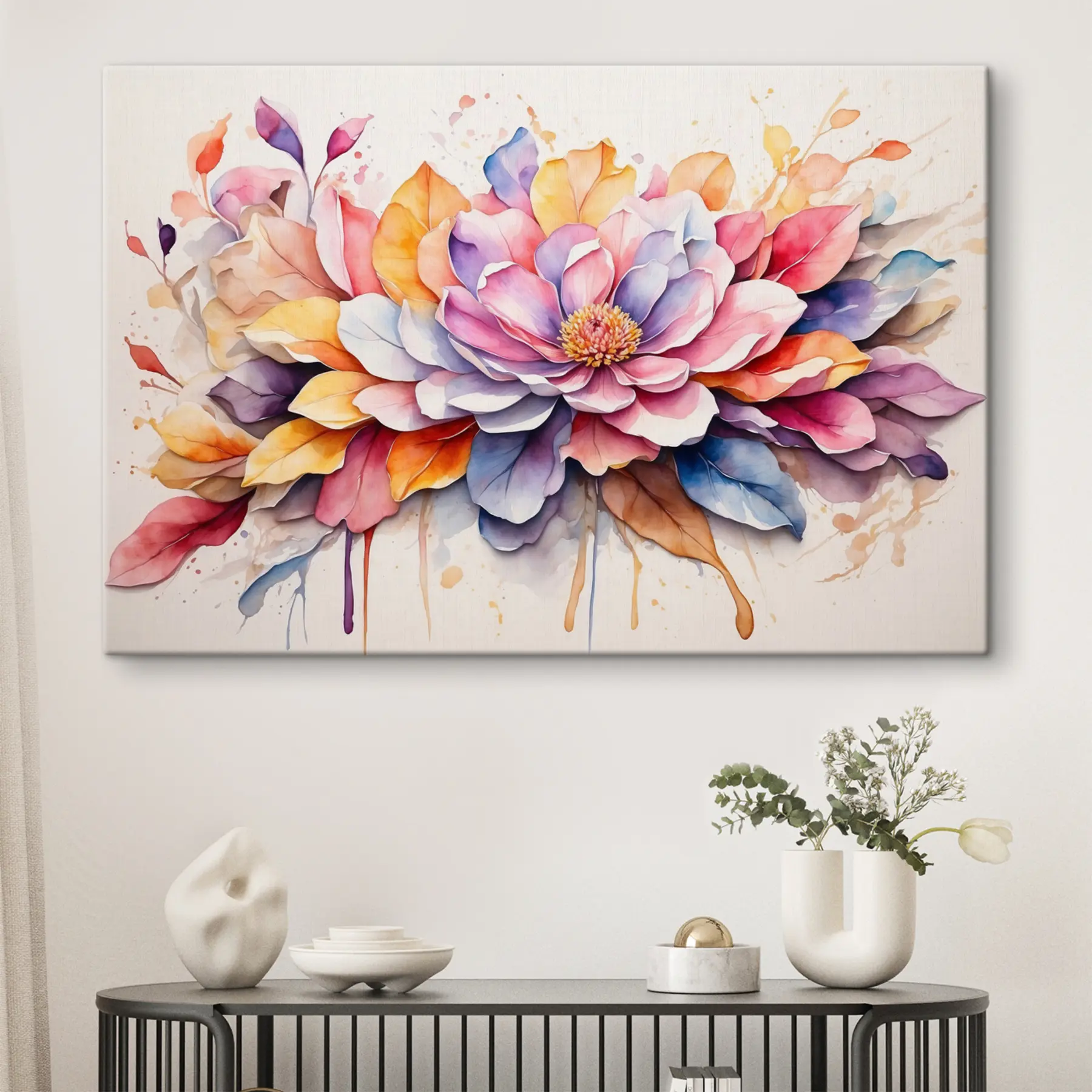 Fototapeedid Värvilised kroonlehed akvarellide elegantsis s37333