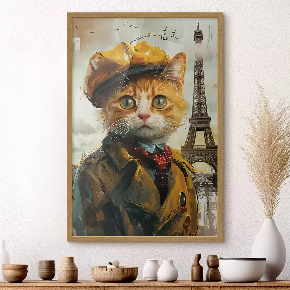 Plakat Moodne kass Pariisi riietuses f37456