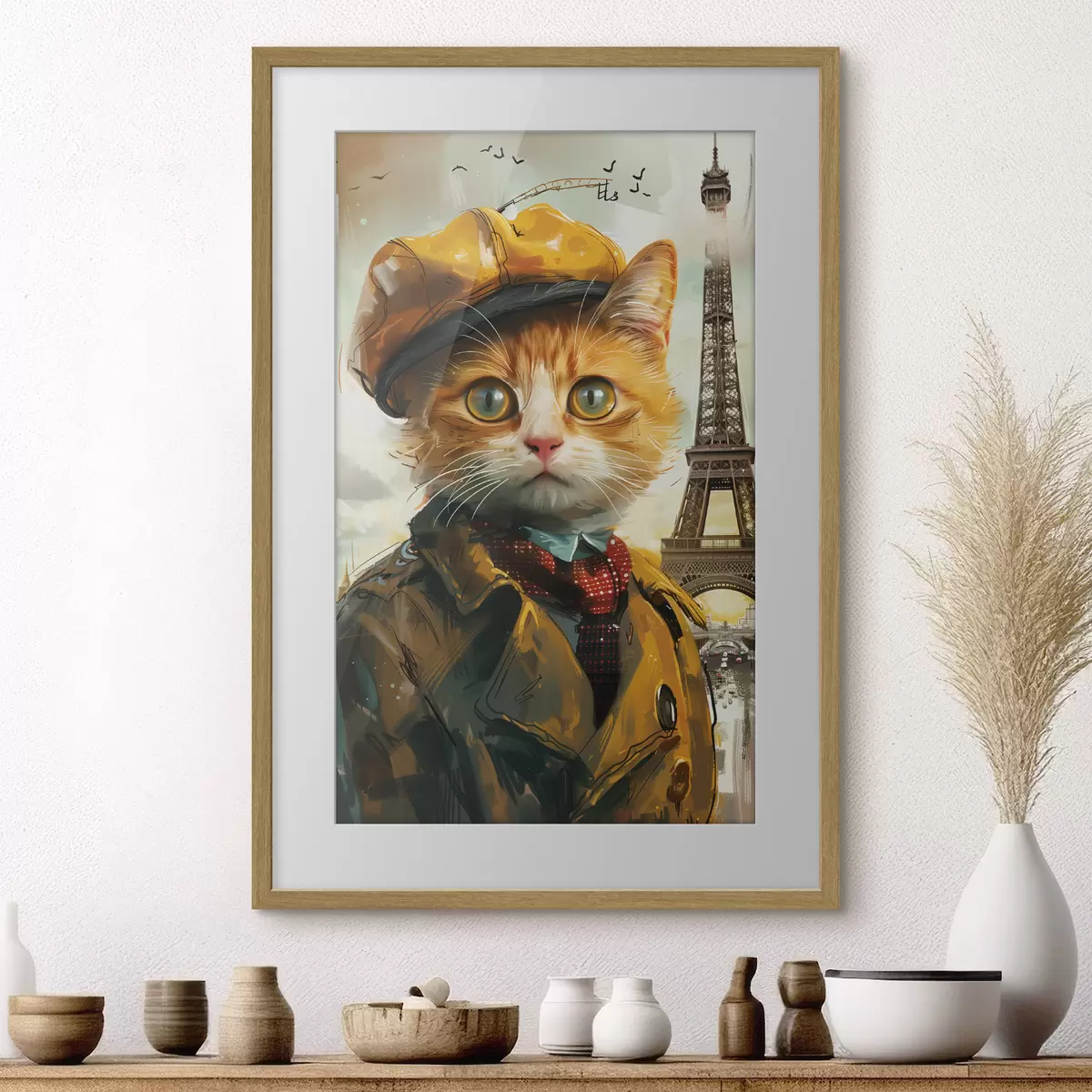 Plakat Moodne kass Pariisi riietuses f37456