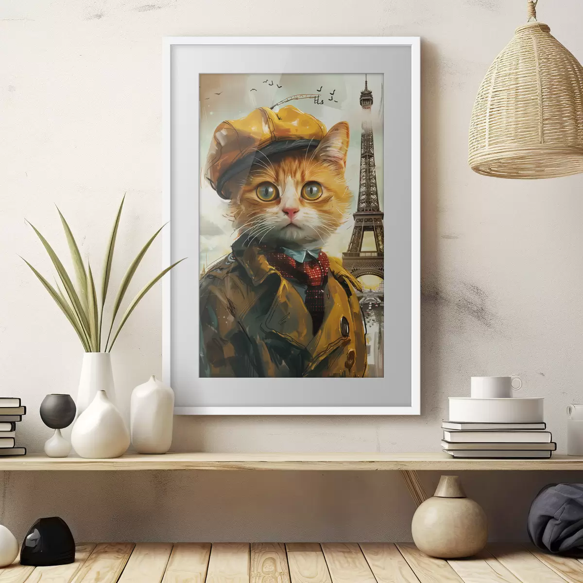 Plakat Moodne kass Pariisi riietuses f37456