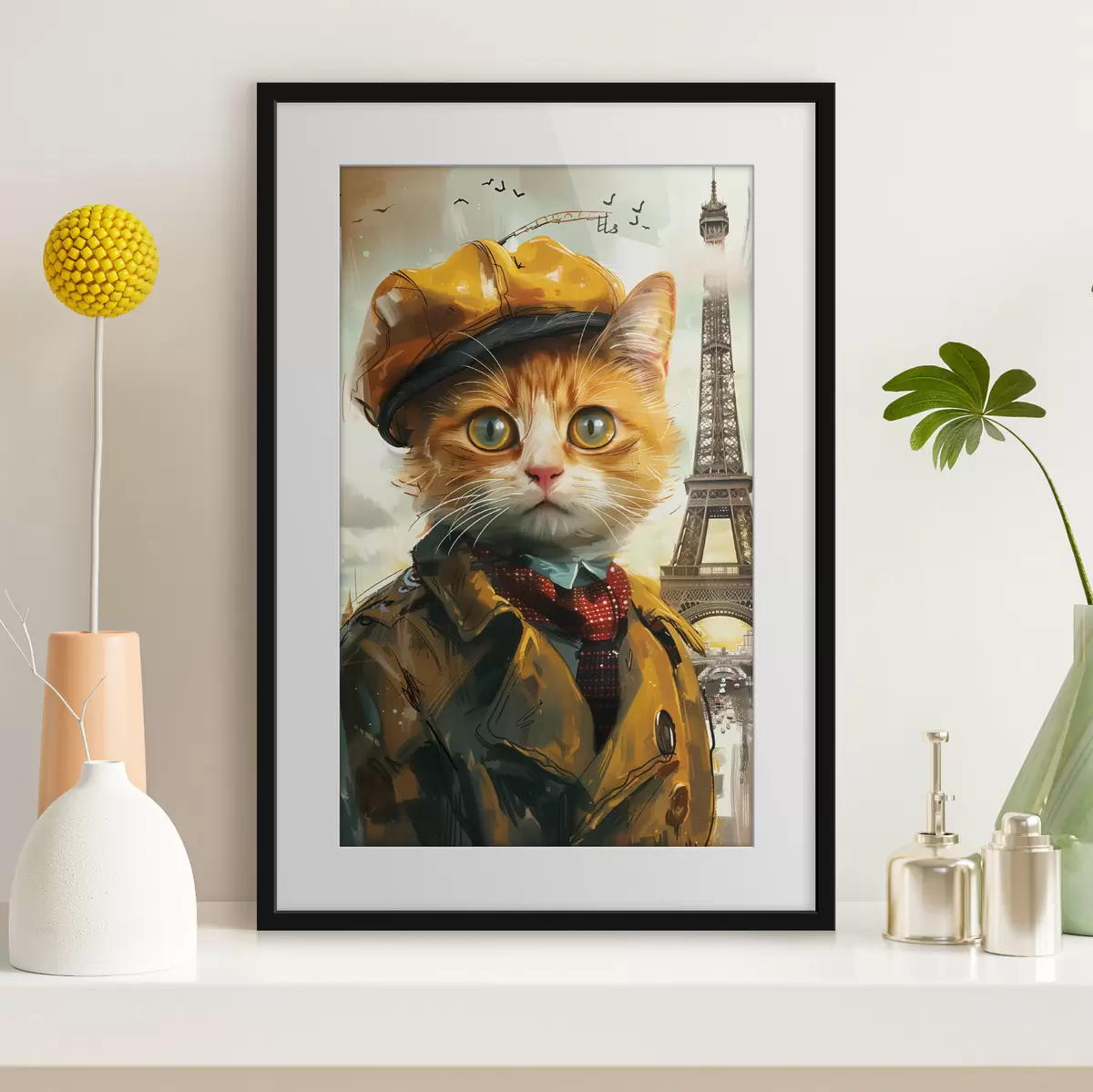 Plakat Moodne kass Pariisi riietuses f37456