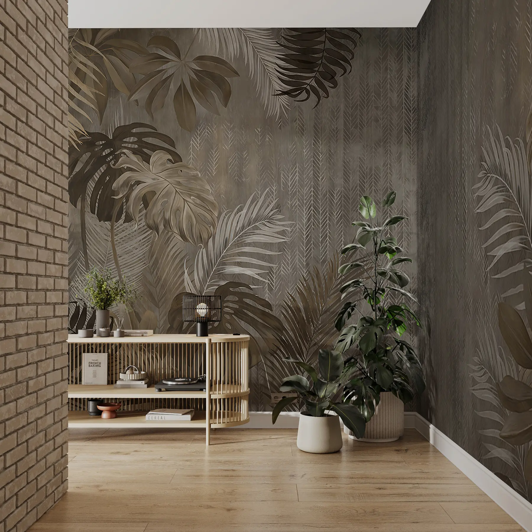 Fototapeedid Troopilised lehed grunge stiilis u97012d2